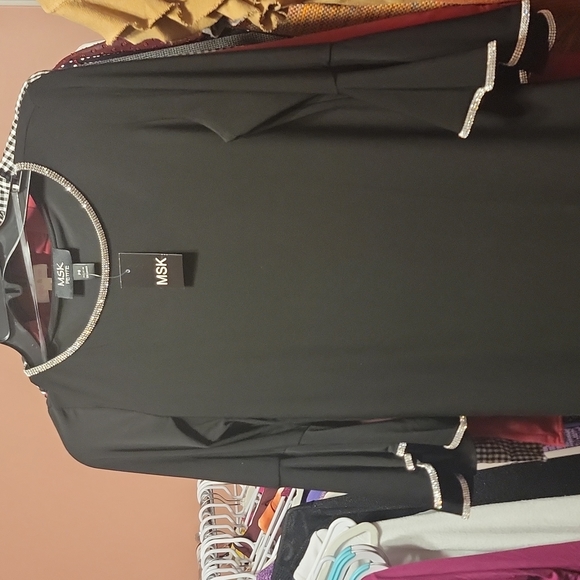 MSK Rhinestone-Trim Bell-Sleeve Dress size Ps - Picture 6 of 6